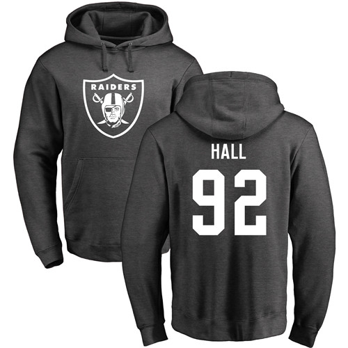 Men Oakland Raiders Ash P J  Hall One Color NFL Football #92 Pullover Hoodie Sweatshirts->oakland raiders->NFL Jersey